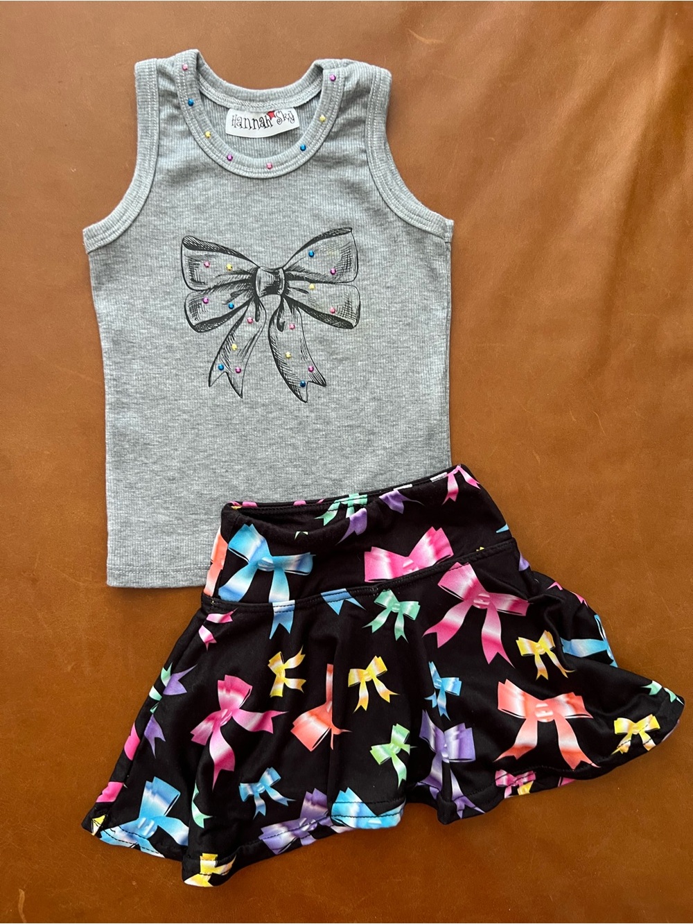 HANNAH SKY Jewel Stud Tank & Bow Skort, 2T